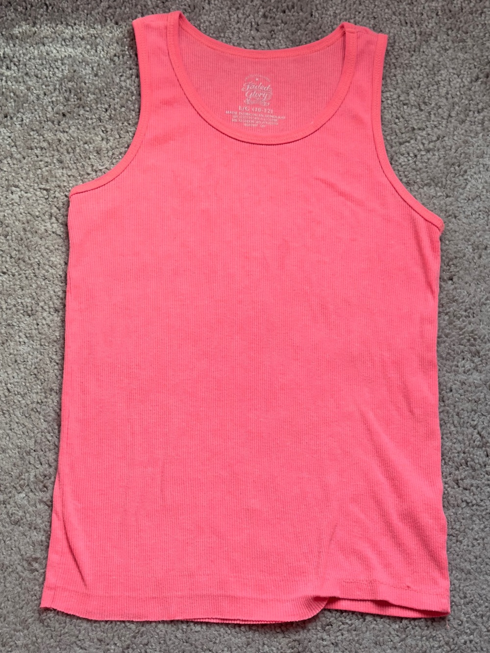 Faded Glory Coral Pink Ribbed Tank Top
